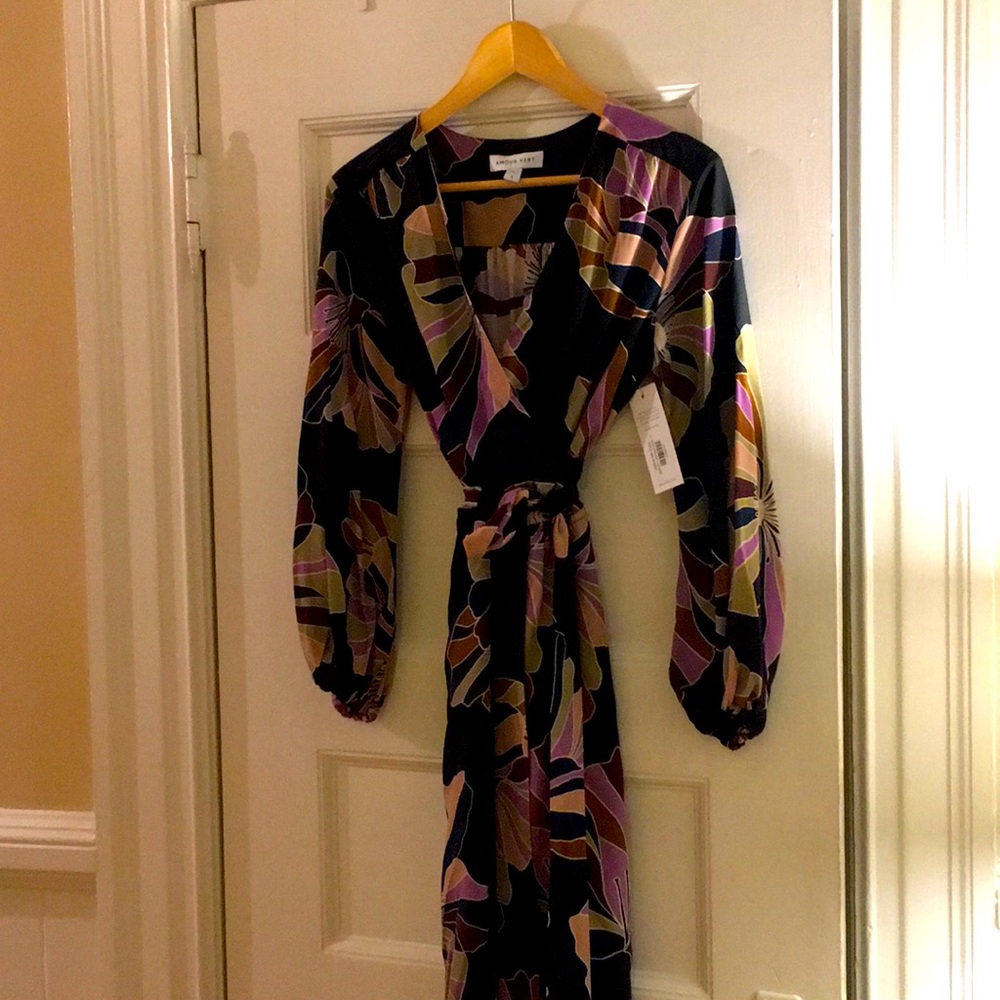 Amour Vert Julissa long Silk Dress